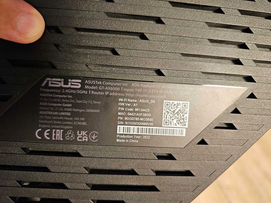Router Wireless Gaming ASUS ROG Rapture GT-AX6000, Dual-Band, Wi-Fi 6, AiMesh, Triple-Level Game Acceleration, 4 antene Wi-Fi