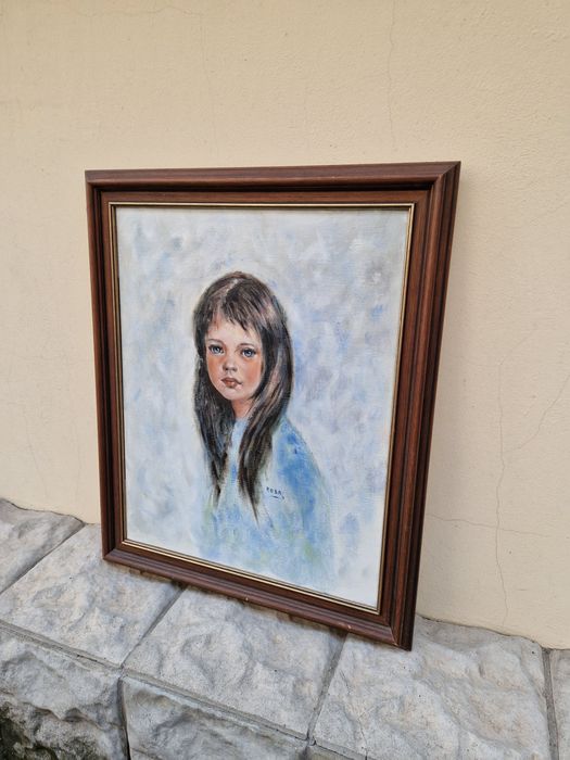 Прекрасна антикварна френска картина масло върху платно