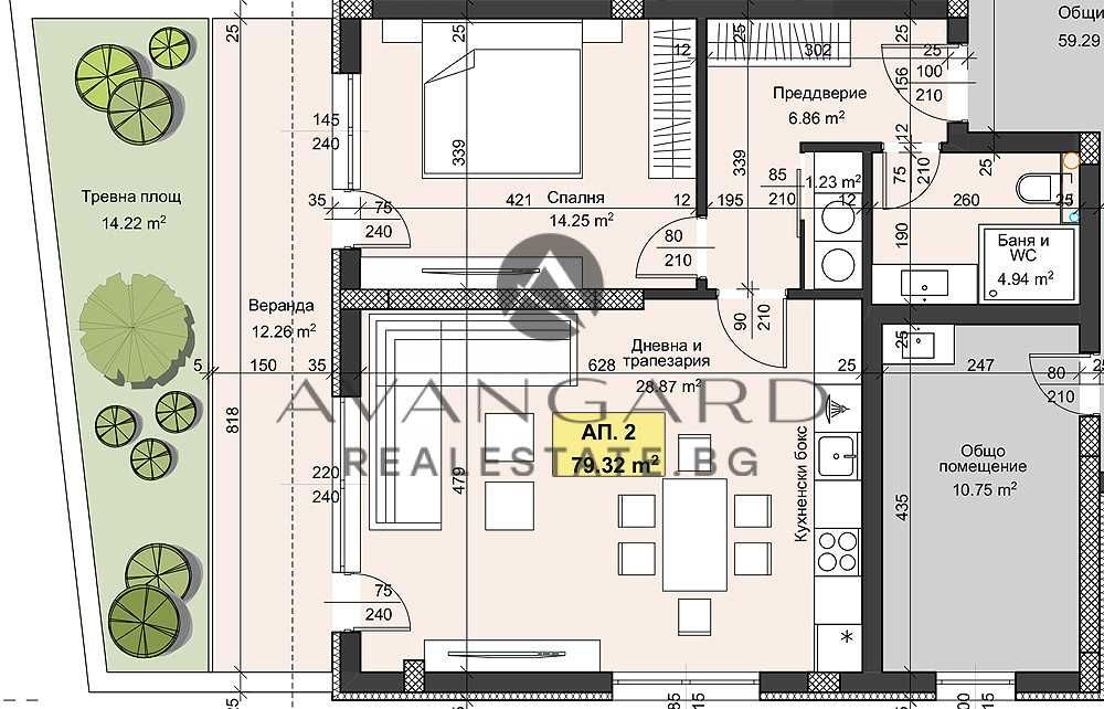 оф.21298 Луксозен Двустаен Смирненски/маг. Лекси