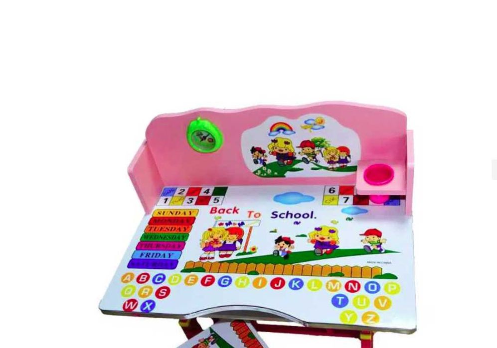Set birou copii cu scăunel metalic + MDF, 69x45 cm, reglabil pe înălți