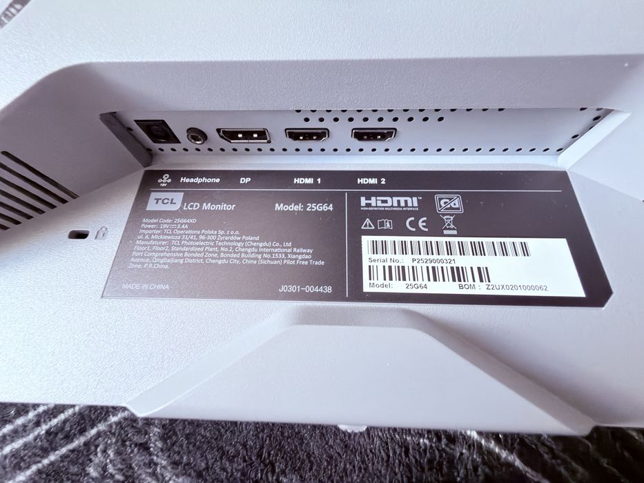 Монитор TCL 25G64 QD-Mini LED 24.5” 300Hz 1ms FHD