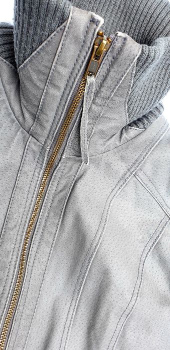 Кожено яке VERO MODA, дамско, сиво, естествена кожа