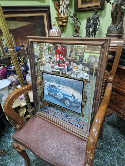 Уникално антикварно английско рекламно огледало Rolls Royce