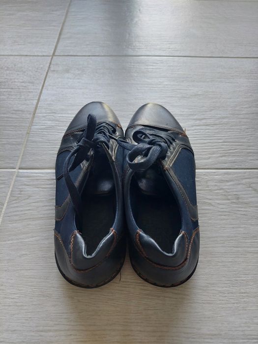 Pantofi casual piele, bleumarin cu maro, mărimea 42