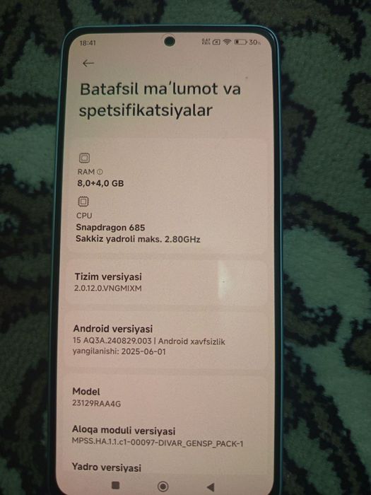 Redmi not 13  8 ga 256