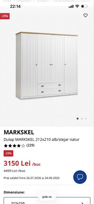 Dulap Jysk stare foarte bunā