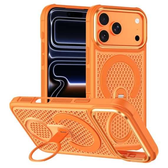 Husă iPhone 17 Pro Max Orange – MagSafe + Suport – Protecție Premium