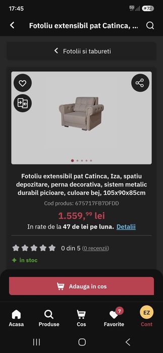 Fotoliu extensibil nou nefolosit