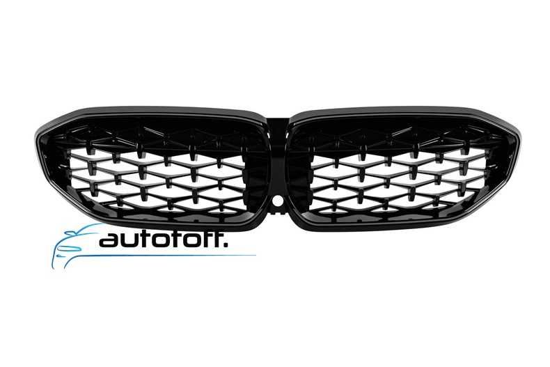 Grila iluminata compatibila cu BMW Seria 3 G20 G21 (19-22) Negru lucios cu LED