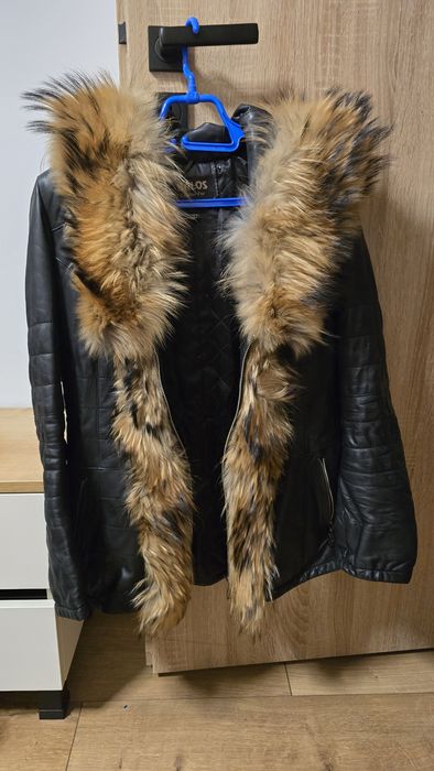 Дамско яке. Естиствена кожа с косъм от лисица