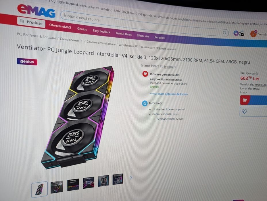 Okazie ‼️ Set Ventilatoare Gaming Jungle V4 similare LianLI cu display afișaj !