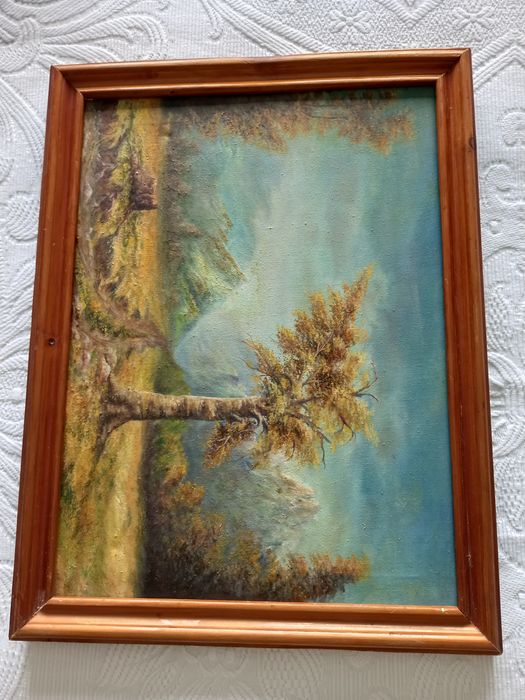 Tablou pictat pe placaj.