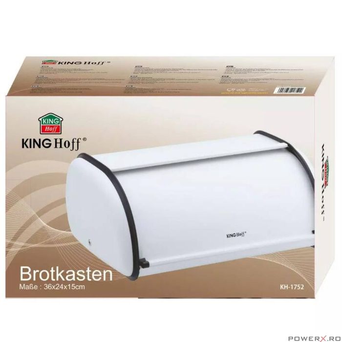 Cutie pentru paine, din otel, alba, 15 x 24 x 36 cm, Kinghoff