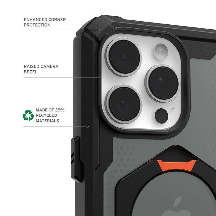Калъф uag plasma xte magsafe за iphone 17 pro в черно и оранжево