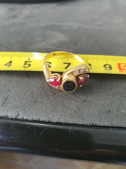 Inel aur 18 k cu safir albastru naturalcentral