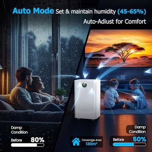 Нов 12L/ден Осушител Въздух LED Дисплей Тих Режим 2L Резервоар Маркуч