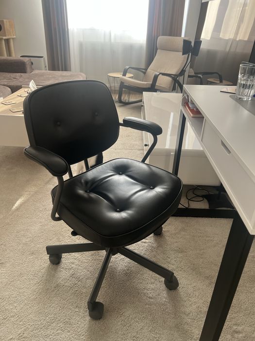 Scaun ergonomic de birou, piele Glose negru