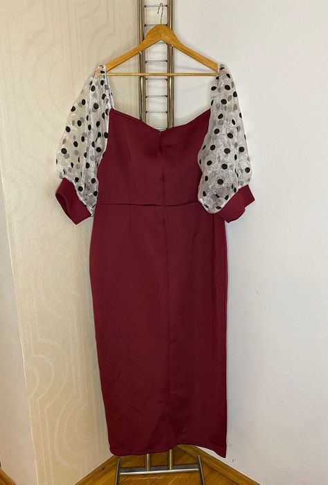 Rochie lunga cu slit si perle aplicate Shein Curve - 4XL (48)