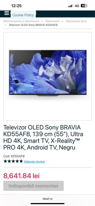 Televizor OLED Sony BRAVIA KD55AF8 4K