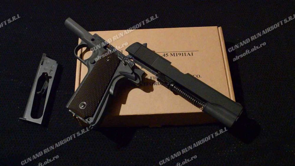 Pistol [METALIC] ~ Modificat++ Airsoft Colt M1911 spring(ARC PUTERNIC)