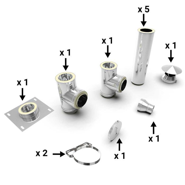 Cos inox Fornello dublu perete inox izolatie 40 mm, 6 ml, 120 mm