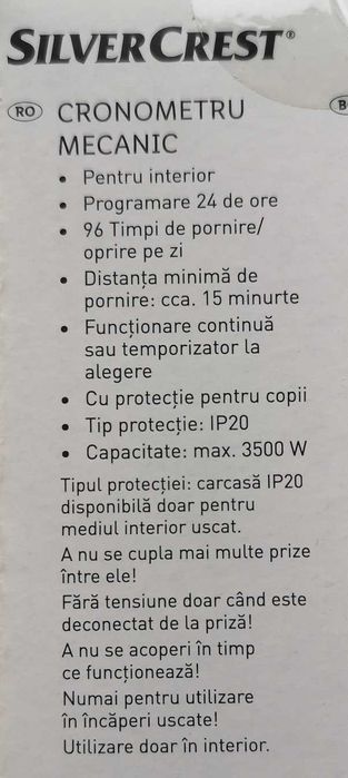 priza cu temporizare mecanica programabila SilverCrest