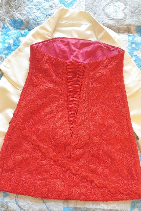 Официална дамска рокля в червен цвят+болеро