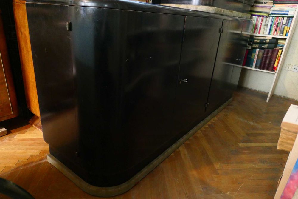 Bufet vechi Negru Rotunjit la colturi Comoda Servanta Art Deco Thoner Radauti Perioada Interbelica Lemn 4 usi