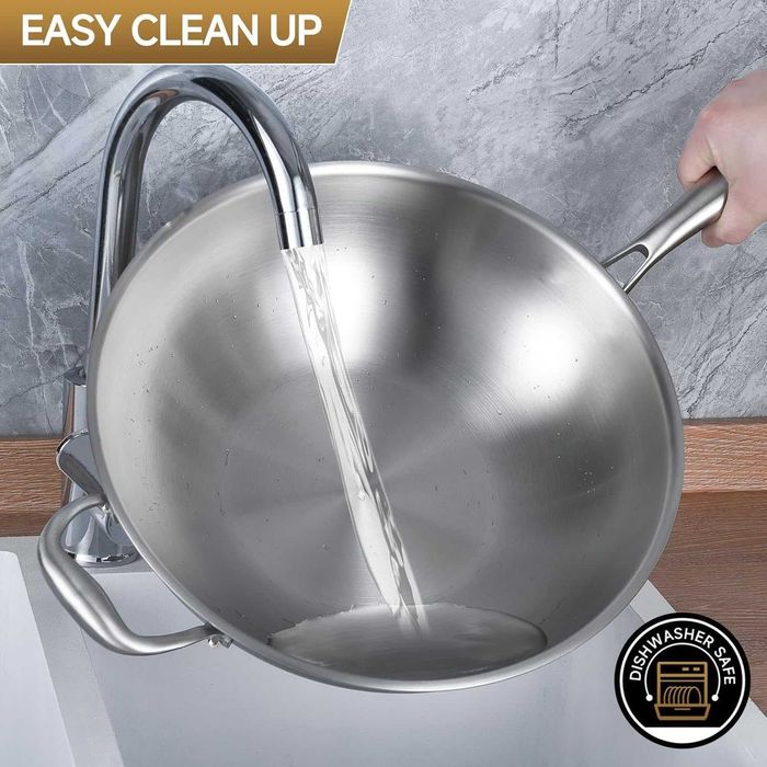Wok LOLYKITCH de 34 cm din oțel inoxidabil