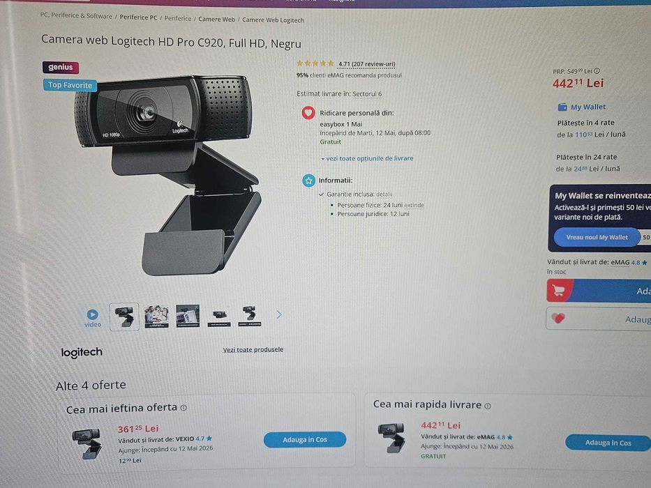 Logitech C920 ProHD FullHD 1080p,Videochat,Gaming,OBS,Jasmin.Lentila Sony!