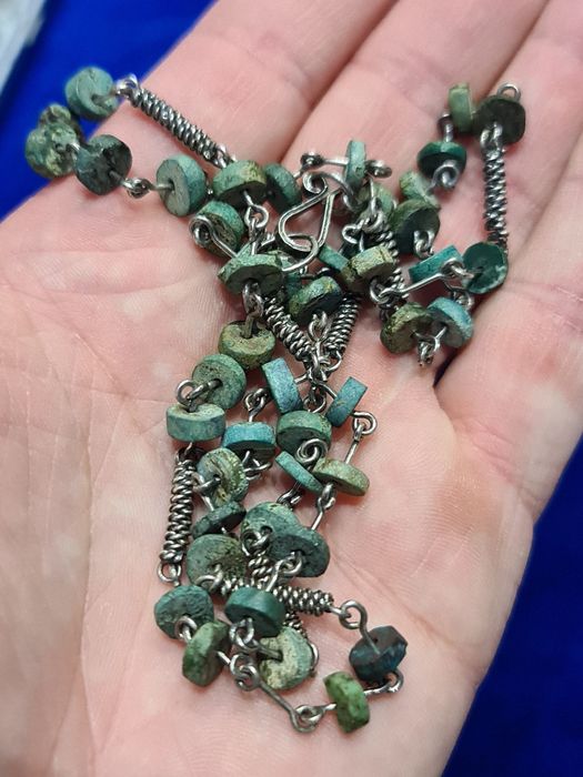 N lant colier vechi,argint 925 ,rozaliu,pietre verzi,stare foarte buna