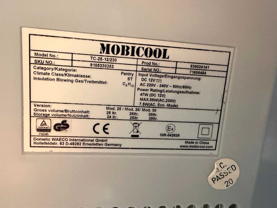 Хладилнa чанта Mobicool TC-25-12 - , 25л, 12V-220V студено