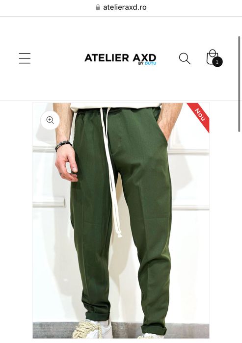 pantaloni kaki causal pentru barbati cu snur lung