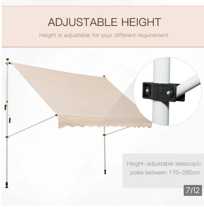 Регулируема външна тента 3 х 1.5 м