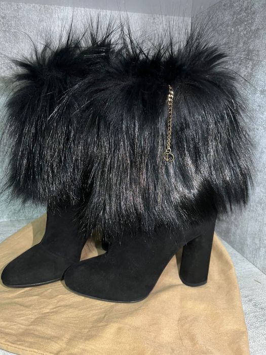 Сапоги DIOR оригинал 37 размер , кожа и натуральный мех лиса