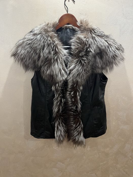 vesta din piele naturala si blana vulpe