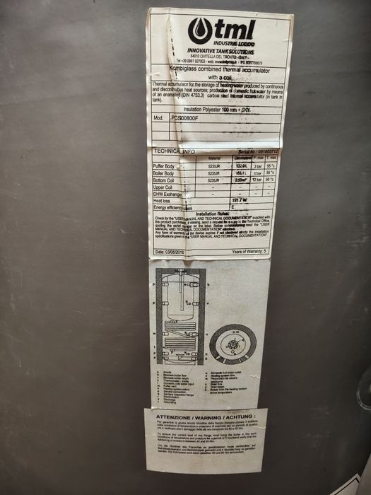 Puffer boiler 800 /160 litri