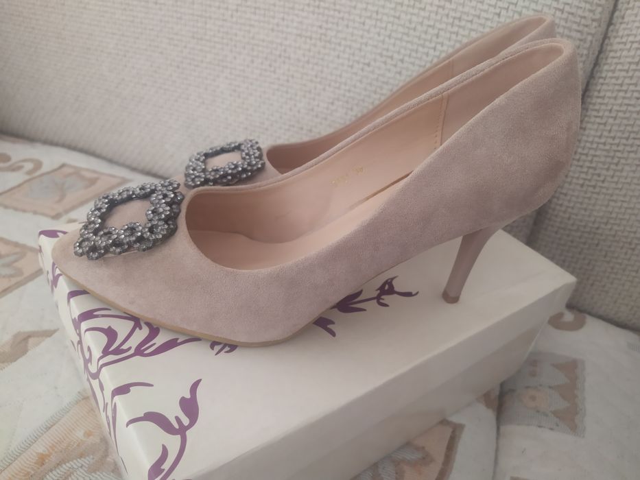 Туфли замшевые, беж