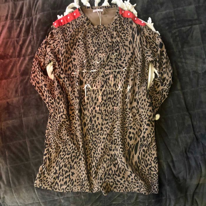 Rochie noua BSB imprimeu animal print, cu buzunare si perle_marime S