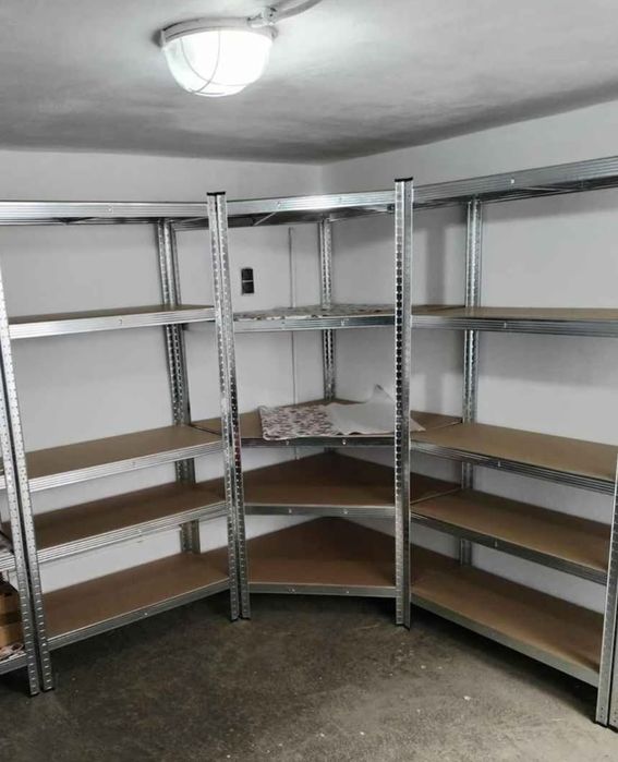 Pachet 3 rafturi metalice cu coltar, 5 polite cadru otel galvanizat