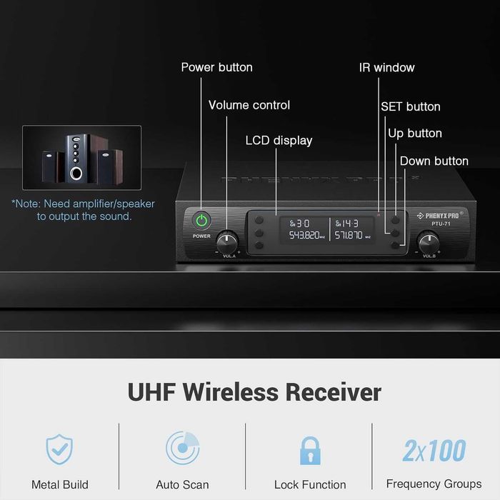 Безжични микрофони Phenyx Pro PTU-71-2H UHF