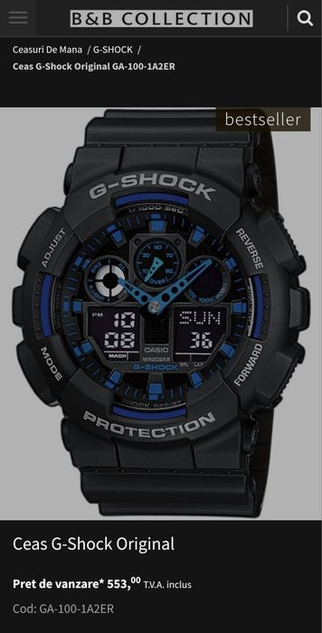 Casio G-Shock GA-100-1A2ER; ORIGINAL, acte, sigilat.