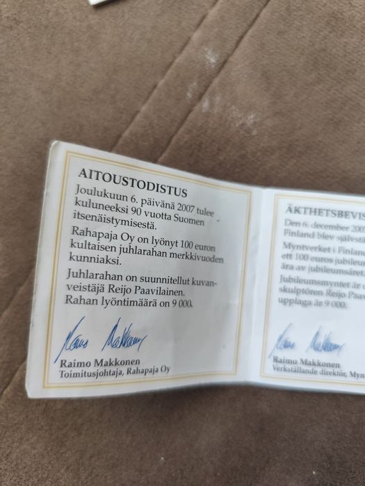 100 златни евро Финландия(Suomi)