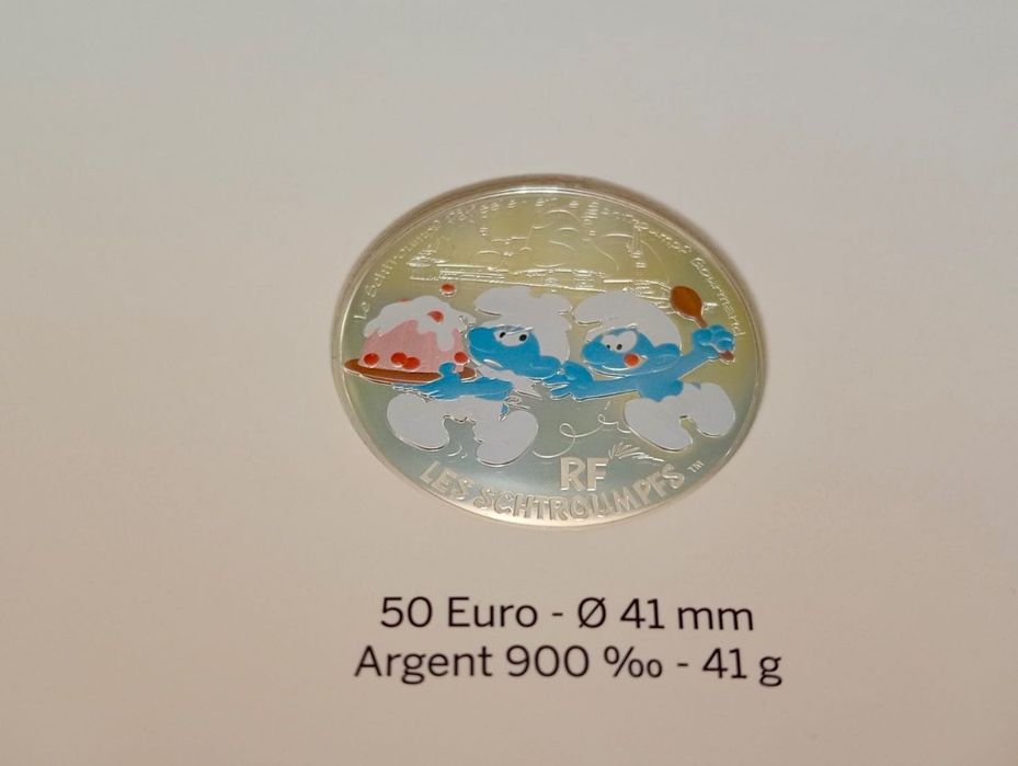 Сребърна монета the Smurfs, 900 % сребро