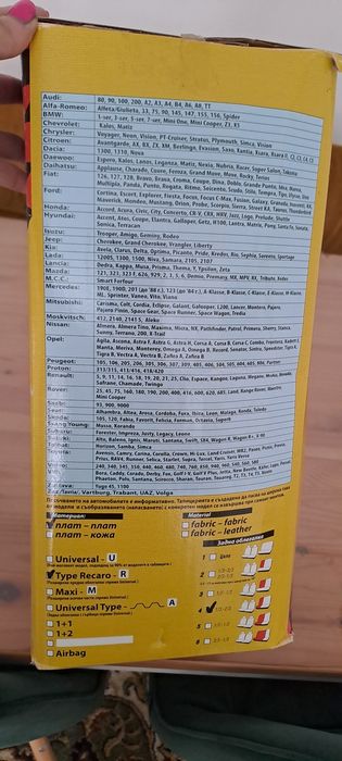 Калъфи за седалки на автомобил