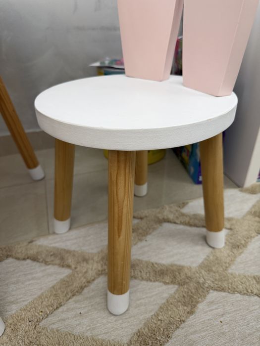 Masa lemn copii roz cu alb