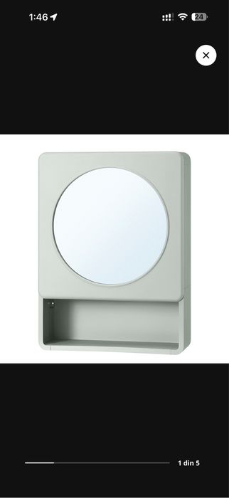 Dulap baie cu oglindă, verde, 44x15x59 cm