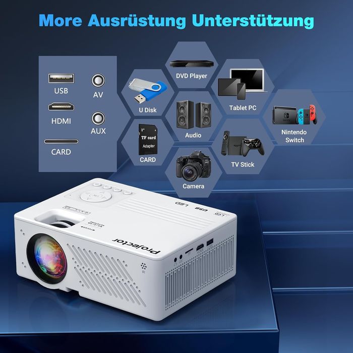 Puxinar AK-69 Native 1080P 5G WiFi Bluetooth Proiector, 350 ANSI 4K