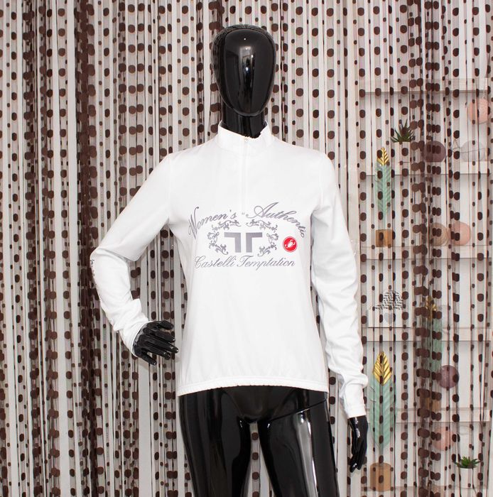 Castelli оригинална дамска термо блуза за колоездене бяла 1/4 цип М