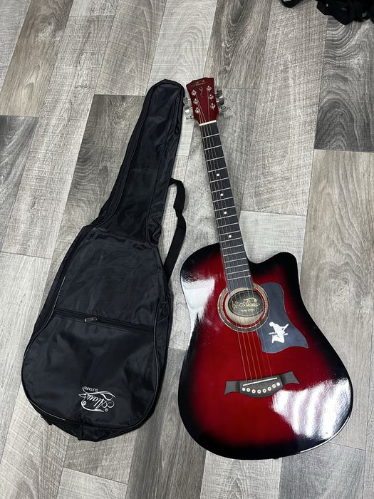 Гитара 38 размер акустическая металл+ чехол